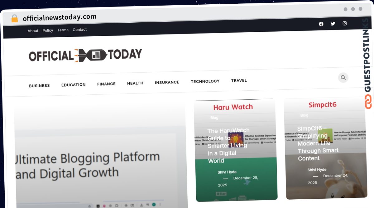 Publish Guest Post on officialnewstoday.com