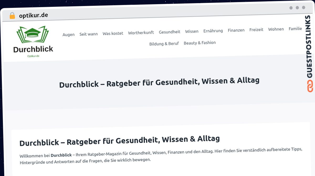 Publish Guest Post on optikur.de