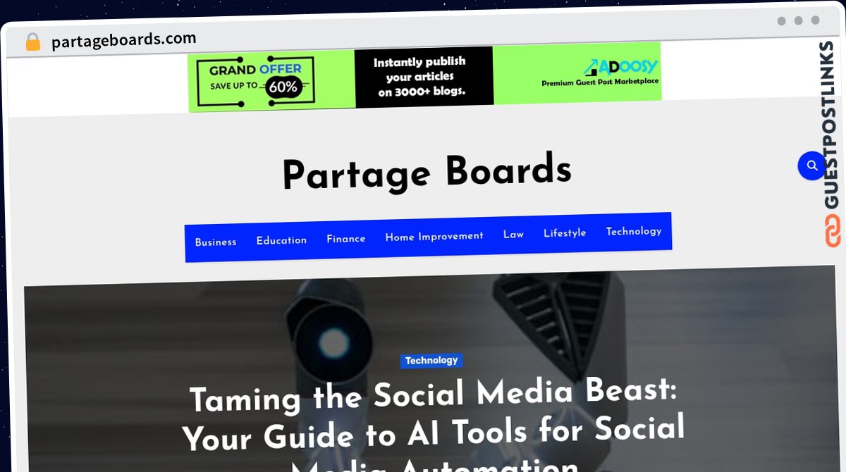 Publish Guest Post on partageboards.com