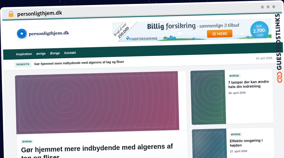 Publish Guest Post on personligthjem.dk