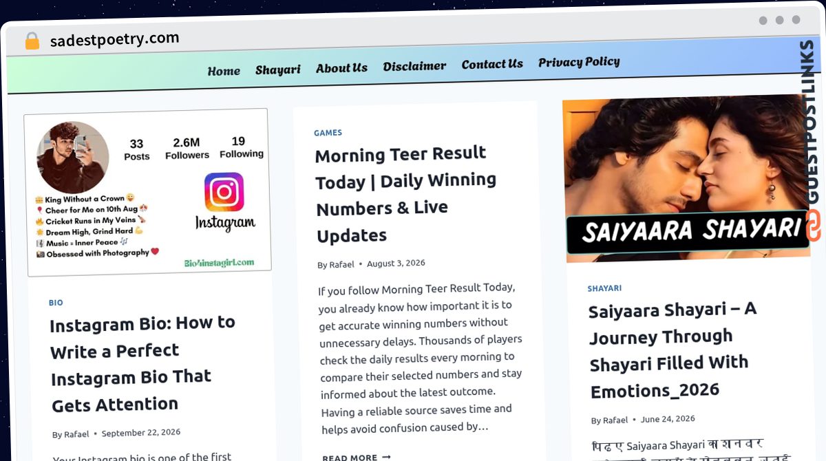Publish Guest Post on sadestpoetry.com