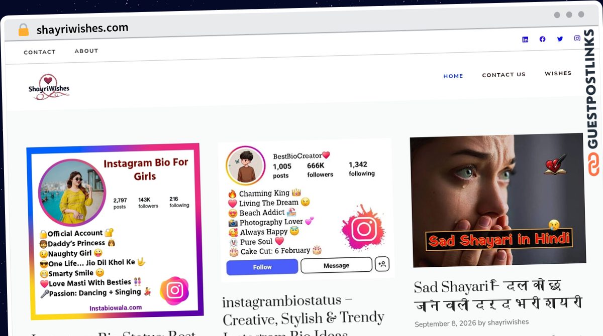 Publish Guest Post on shayriwishes.com