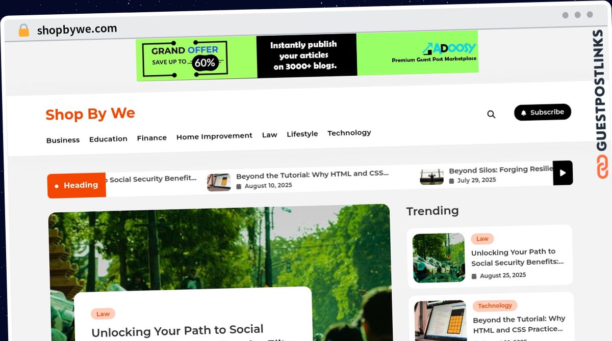 Publish Guest Post on shopbywe.com