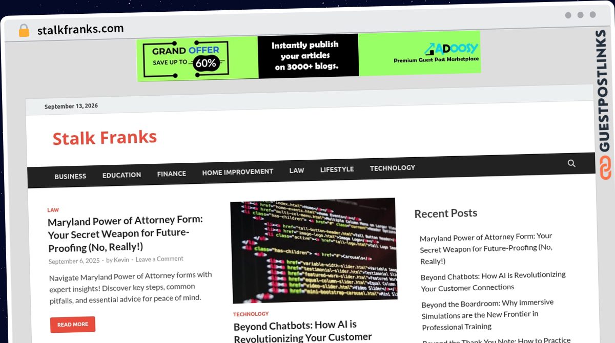 Publish Guest Post on stalkfranks.com