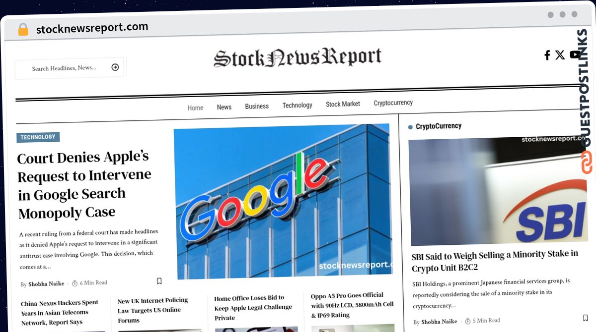 Publish Guest Post on stocknewsreport.com