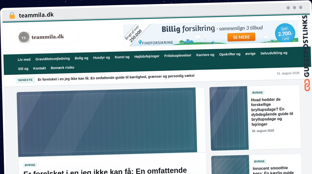 Publish Guest Post on teammila.dk