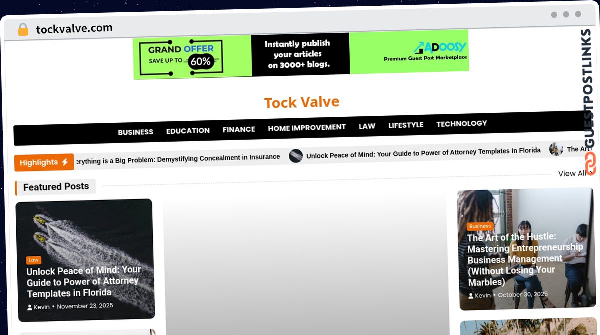 Publish Guest Post on tockvalve.com