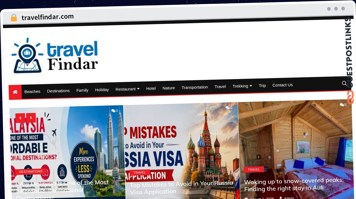 Publish Guest Post on travelfindar.com