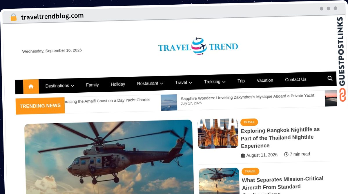 Publish Guest Post on traveltrendblog.com