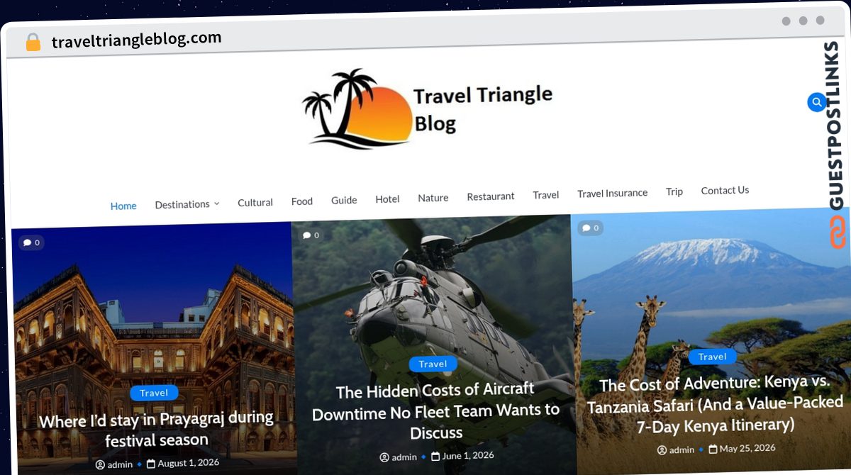 Publish Guest Post on traveltriangleblog.com
