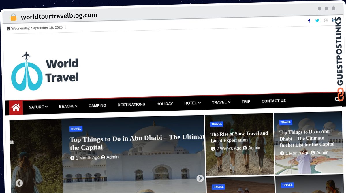Publish Guest Post on worldtourtravelblog.com
