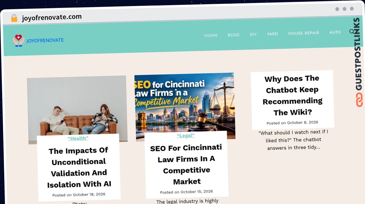 Publish Guest Post on joyofrenovate.com
