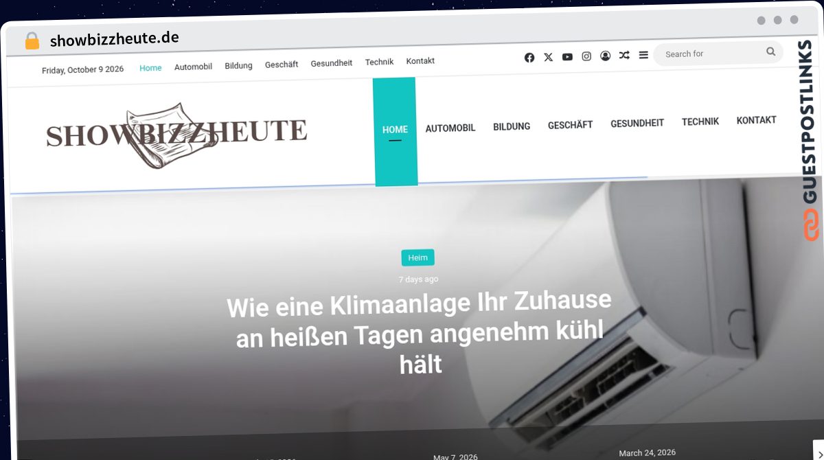 Publish Guest Post on showbizzheute.de