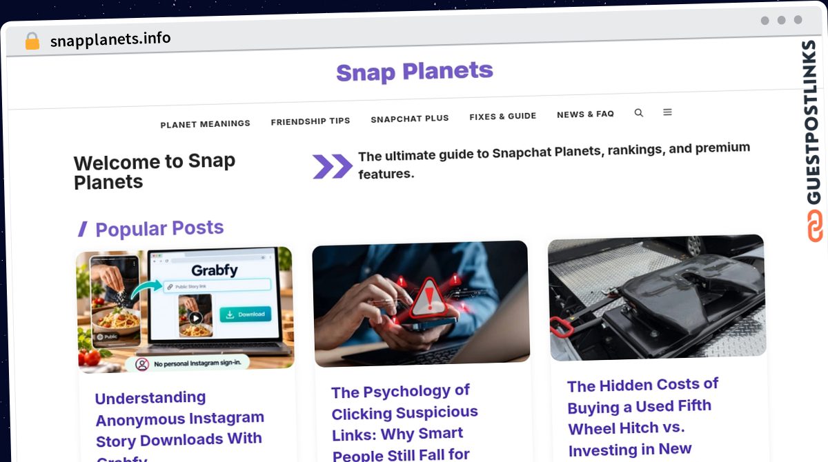 Publish Guest Post on snapplanets.info